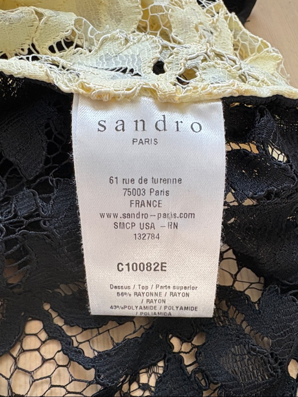Sandro Black & Cream Floral Lace Sleeveless Button Down Top - Large - Picture 6 of 8